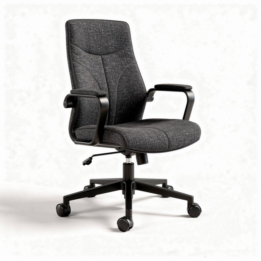 Chaise de bureau ergonomique en tissu gris avec accoudoirs réglables 45 x 60 x 100cm