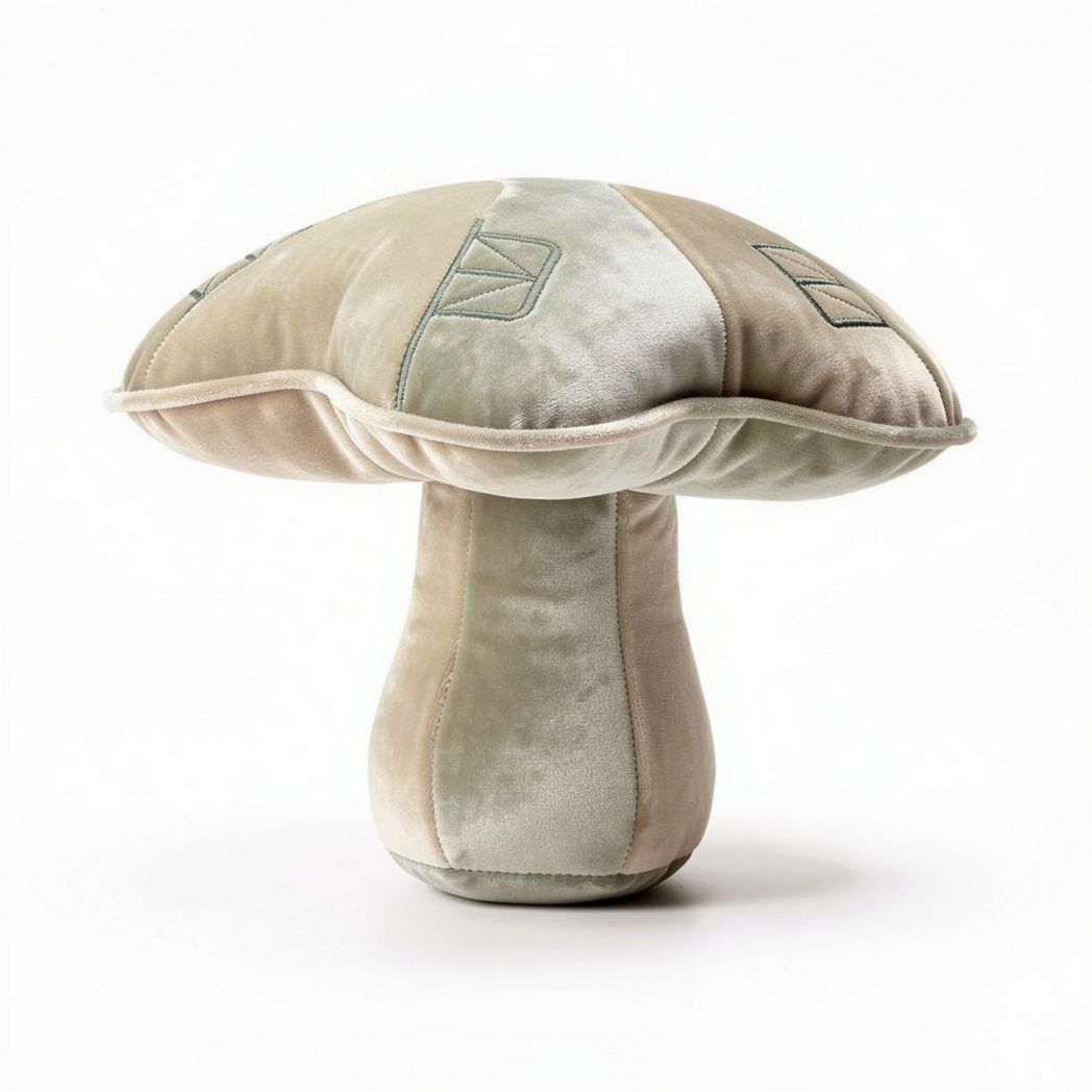 Lampe en velours design champignon beige et gris 30 x 30 x 50cm