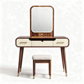 Coiffeuse en bois avec miroir rectangulaire et tabouret rembourré 120 x 60 x 150 cm