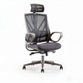 Chaise de bureau ergonomique en maille noire avec appui-tête réglable 50 x 60 x 120cm