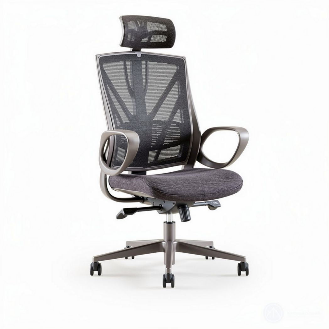Chaise de bureau ergonomique en maille noire avec appui-tête réglable 50 x 60 x 120cm