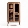 Armoire en bois de chêne avec portes vitrées et étagères intérieure 80 x 40 x 120cm