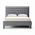 Lit en tissu gris avec matelas orthopédique 200 x 160 x 100 cm