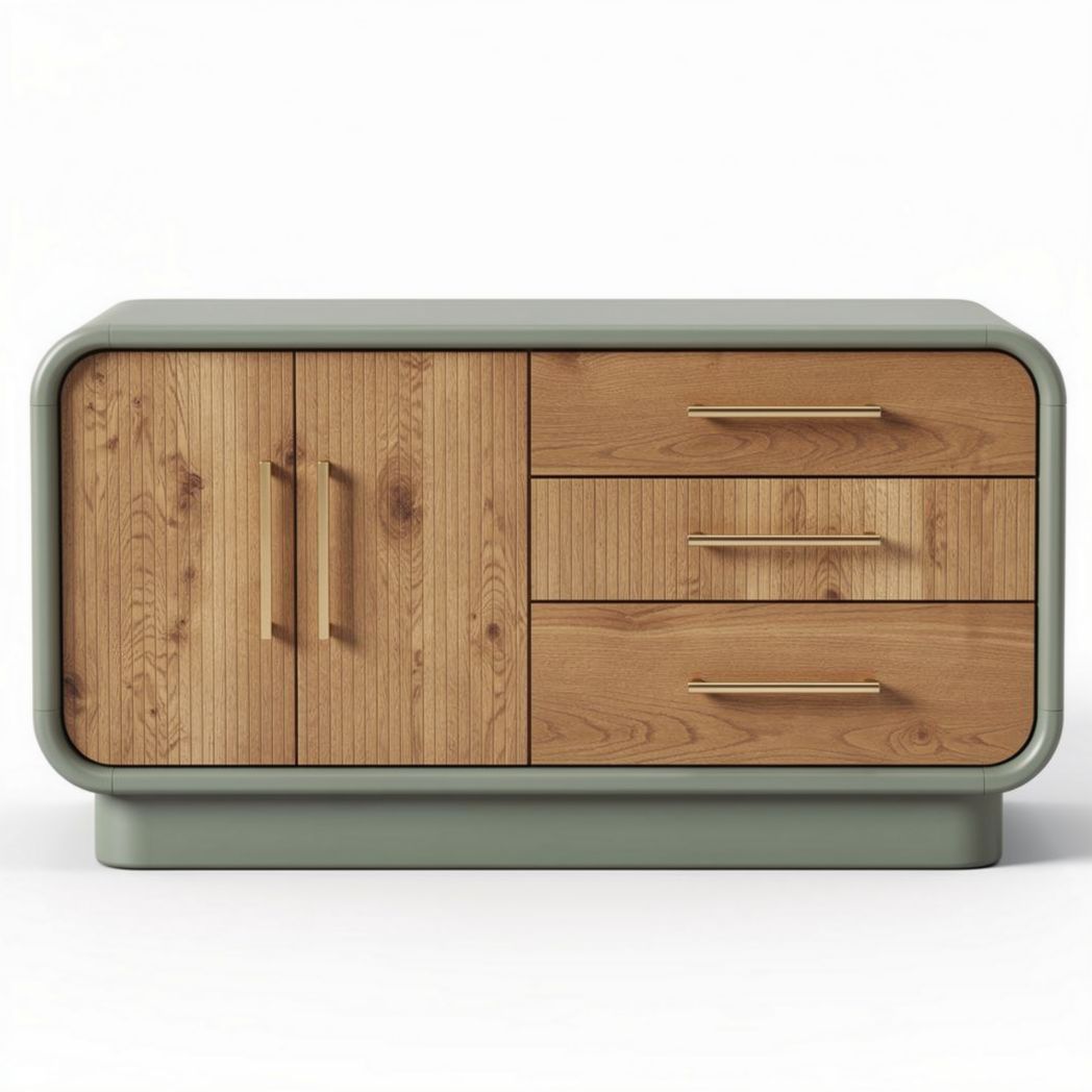 Meuble de rangement en bois avec trois tiroirs et deux portes 80 x 40 x 50cm