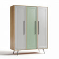 Armoire en bois de style contemporain avec portes couleur gris et vert 150 x 40 x 180cm
