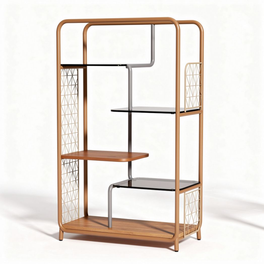 Étagère en métal et bois avec trois niveaux de rangement dimensions 60 x 30 x 120cm
