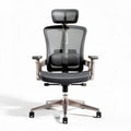 Chaise de bureau ergonomique en maille noire avec appui-tête ajustable 60 x 60 x 120cm
