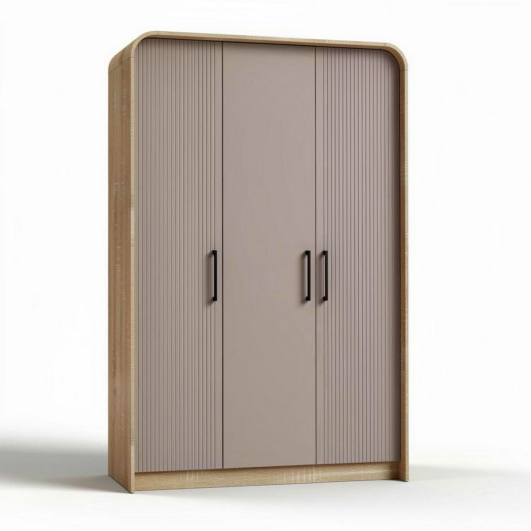 Armoire en bois avec portes en pvc beige 180 x 120 x 50cm pour rangement