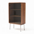 Vitrine en bois avec tiroirs en verre noir dimensions 90 x 50 x 120cm